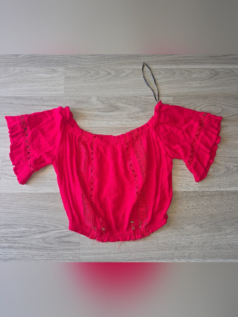 Bright Pink Women's Off-Shoulder Lace-Trim Top
